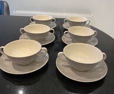 Royal Doulton 'bridal veil' set of six soup bowls and matching saucers