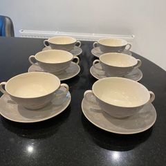 Royal Doulton 'bridal veil' set of six soup bowls and matching saucers