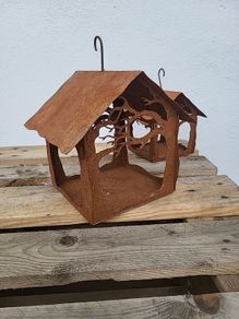 Corten steel hanging bird feeders