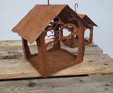 Corten steel hanging bird feeders