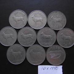 10 Irish coins@1 Pound (1990)