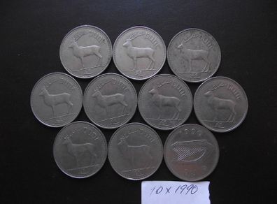 10 Irish coins@1 Pound (1990)