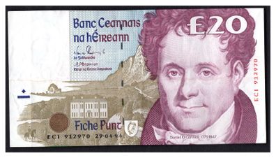 1994 Ireland IR20 Daniel O Connell Banknote Series C. Note issued 29/04/94. Serial number ECI912970