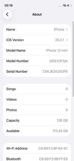 Apple iPhone 12 Mini 128GB White Excellent Condition
