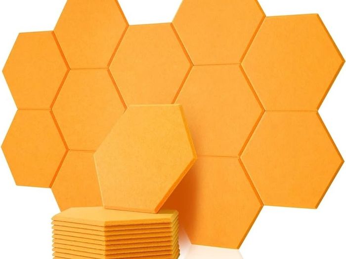 NEW SALE | 12 Pack High Density Hexagon Acoustic Panels,Acoustic Foam Panels 30 x 26 x1 cm Beveled Edge Tiles