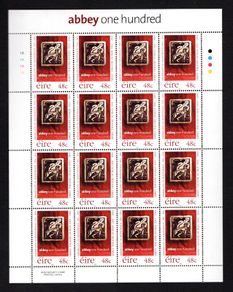 2004 Ireland 100th Anniversary of Abbey Theatre Commemorate Stamp Sheetlet Plate 1A1A1A1A Mint Never Hinged (MNH)