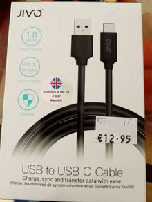 Premium durable 1.8m JIVO USB-C FAST Sync/charging cable