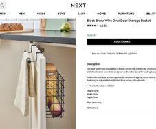 Next Bronx Wire Over Door Storage Basket