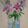 Oil painting pink lilies Image 2