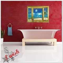 Stylish Window Beach Sea View Wall Sticker