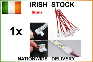2 Pin 8mm PCB Connector Cable Adapter RGB 3528 5050 LED Strip Light