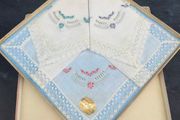 A Pair of Boxed Mid Century Estonia Opal Laced Hankerchiefs