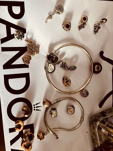 Assorted pandora charms and bracelets