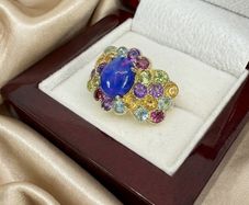 Silver Harry Ivens Vibrant Opal & Multi-Gemstone Statement Ring