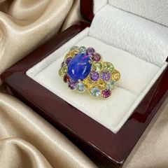 Silver Harry Ivens Vibrant Opal & Multi-Gemstone Statement Ring