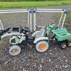Kids goals + toy tractor and trailer