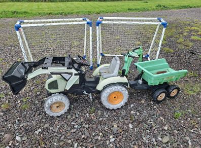 Kids goals + toy tractor and trailer