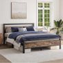 Metal Platform Bed Frame King Size with Wooden Headboard Image 7