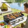 Gas Grill 7.5 kW Portable Table Grill with 3 Burners Ceramic Coating Grill Plate Warming Rack Image 3