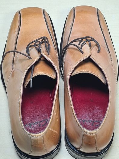 mens CLARKS GOLD COAST shoes brown tan leather square toe Size UK 10 EU 44 BRAND NEW
