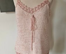 Vintage 1990s Y2K Claire Kennedy knit lace camisole vest top romantic pink M L