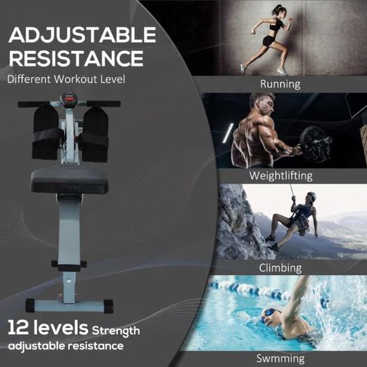 Rowing Machine W/ Monitor-Grey/Black