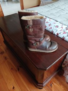 Tall brown leather Ugg boots