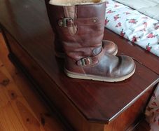 Tall brown leather Ugg boots