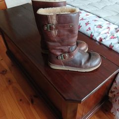 Tall brown leather Ugg boots