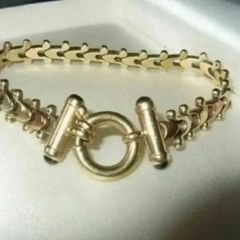 Vintage Hallmarked 9ct Gold - 3 Col' Gold Bracelet
