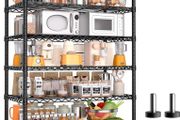 91cm x 46cm x 191cm Wire Storage Shelves with Wheels, NSF Certified 6-shelfs Heavy Duty Adjustable Kitchen Shelving Unit, Pantry Organizer Rack Rolling Metal Shelf for Garage