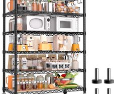 91cm x 46cm x 191cm Wire Storage Shelves with Wheels, NSF Certified 6-shelfs Heavy Duty Adjustable Kitchen Shelving Unit, Pantry Organizer Rack Rolling Metal Shelf for Garage