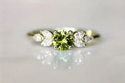 Green Stone Crystal Gold Tone Ring