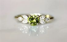 Green Stone Crystal Gold Tone Ring