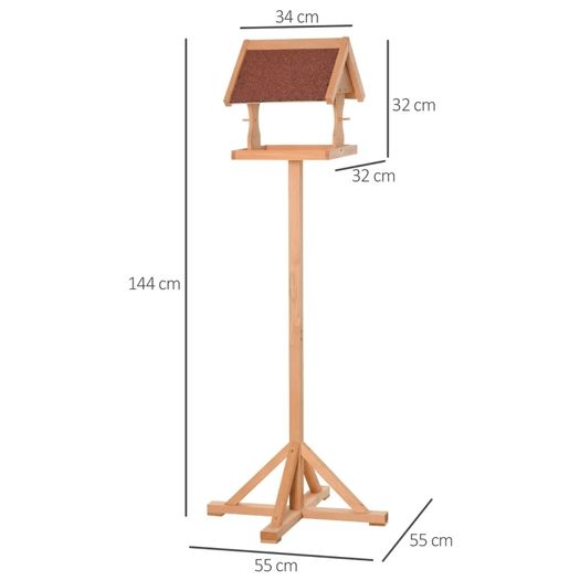 Wooden Bird Table, Bird Feeding Station Free Standing Feeder for Garden Outdoor 55 x 55 x 144cm