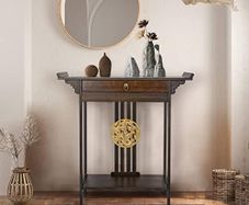 Narrow Entryway Console Tables Storage 2 Tier Rustic Tall Long Desk 81.5x32x82cm Bamboo Sofa High Table Chinese