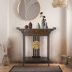 Narrow Entryway Console Tables Storage 2 Tier Rustic Tall Long Desk 81.5x32x82cm Bamboo Sofa High Table Chinese