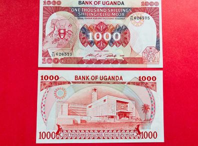Uganda  1000 Shillings  1986 . Pick  26 . ( Uncirculated )