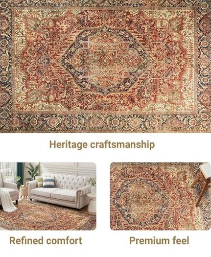 Rugs for Bedroom Living Room 120x170 cm - Traditional Area Rugs Modern Majestic Cashmere Style - Soft Short Pile Vintage Rug - Carpet for Dining Room Easy To Clean