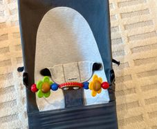 BabyBjorn Bouncer, Grey with Wooden Toy Bar