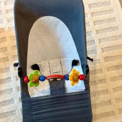 BabyBjorn Bouncer, Grey with Wooden Toy Bar