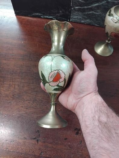 Vintage Brass and Enamel pair