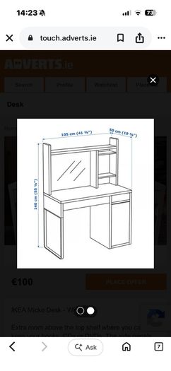 Micke ikea desk white & gaming chair