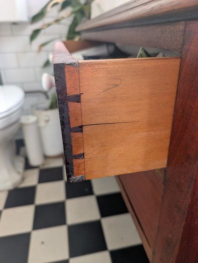 Vintage mahogany vanity and sink