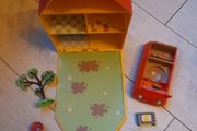 Peppa pig toy house and car, Peppa and George figures with accessories.