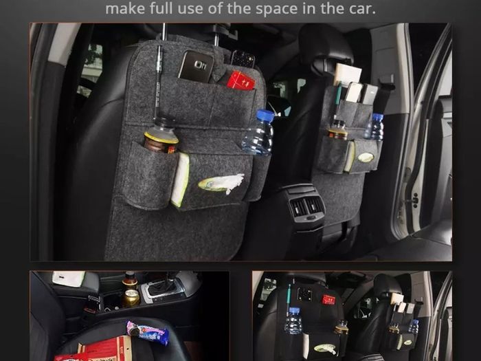 New Car Seat Storage Bag Back Seat Organizer Box Pad Cups Drink Holder Fabric Child Anti-kick Car Accessories Car Decoration