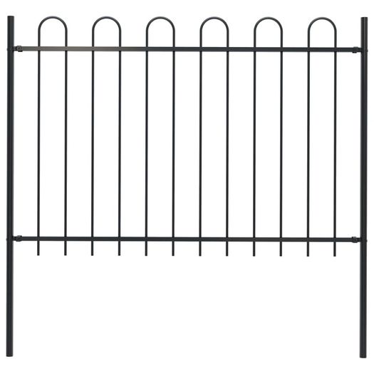 Garden Fence with Hoop Top Steel 1.7x1.2 m Black