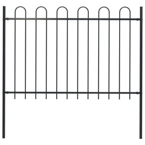 Garden Fence with Hoop Top Steel 1.7x1.2 m Black