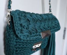Handmade Crochet Crossbody Bag ,Bottle Green ,Emerald