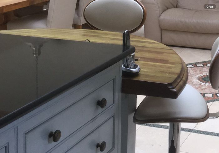 Semi circular wooden breakfast bar table